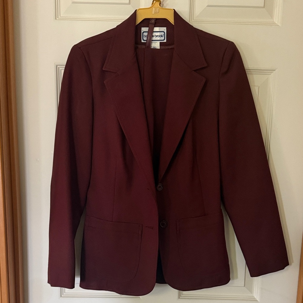 Women’s 80s Bobbie Brooks Maroon Blazer with matching high waisted pants